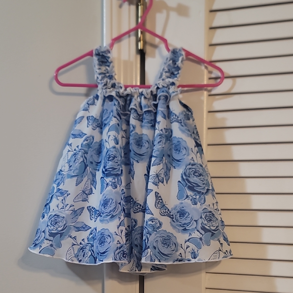Baby Starters Blue  Floral Ruffle Strap Sundress